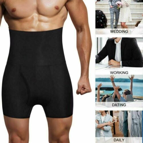 Men Tummy Control Shorts High Waist Training Compression Shaper Pants Body Shaper Seamless Belly Girdle Boxer Briefs